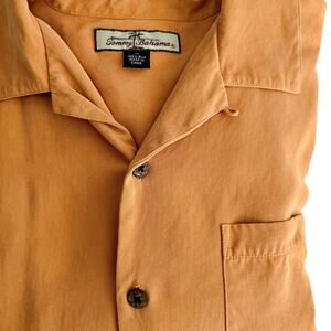 Tommy Bahama 100% Silk Tangerine Orange S/S Button Down Shirt